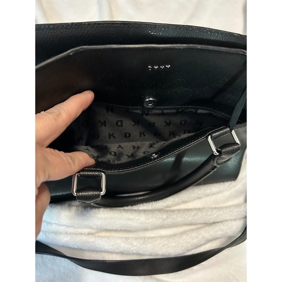 DKNY Black Satchel Crossbody Bag Purse Handbag Removable Strap - Picture 3 of 12